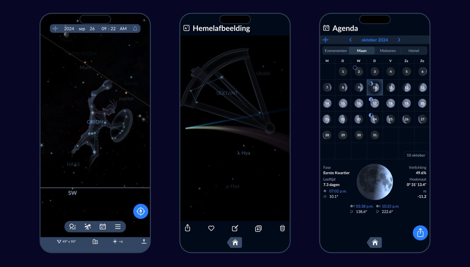 Gratis astronomie-app Sky Tonight