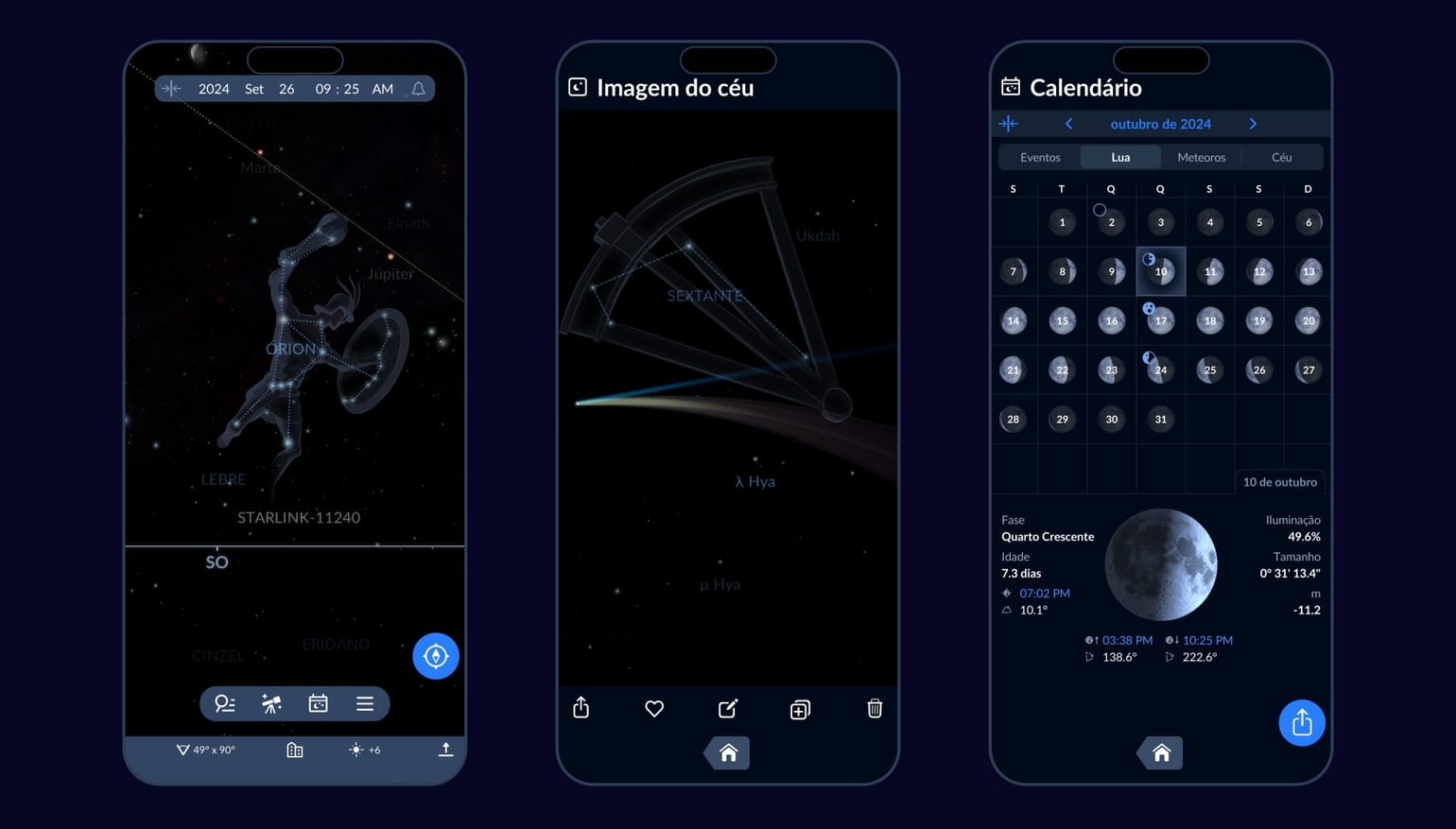 Aplicativo gratuito de astronomia Sky Tonight