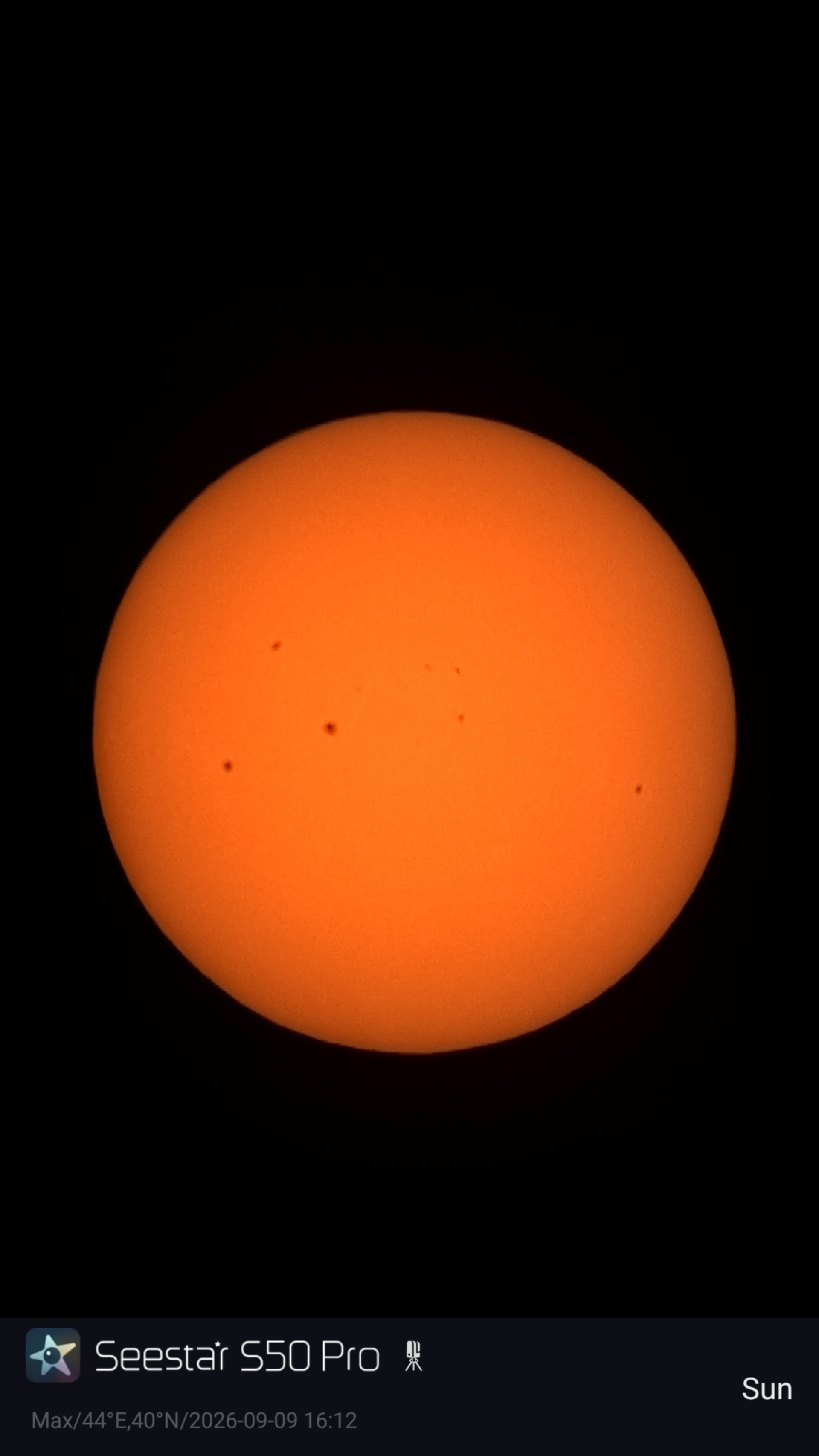 Die Sonne mit dem Seestar S50 Pro fotografiert.