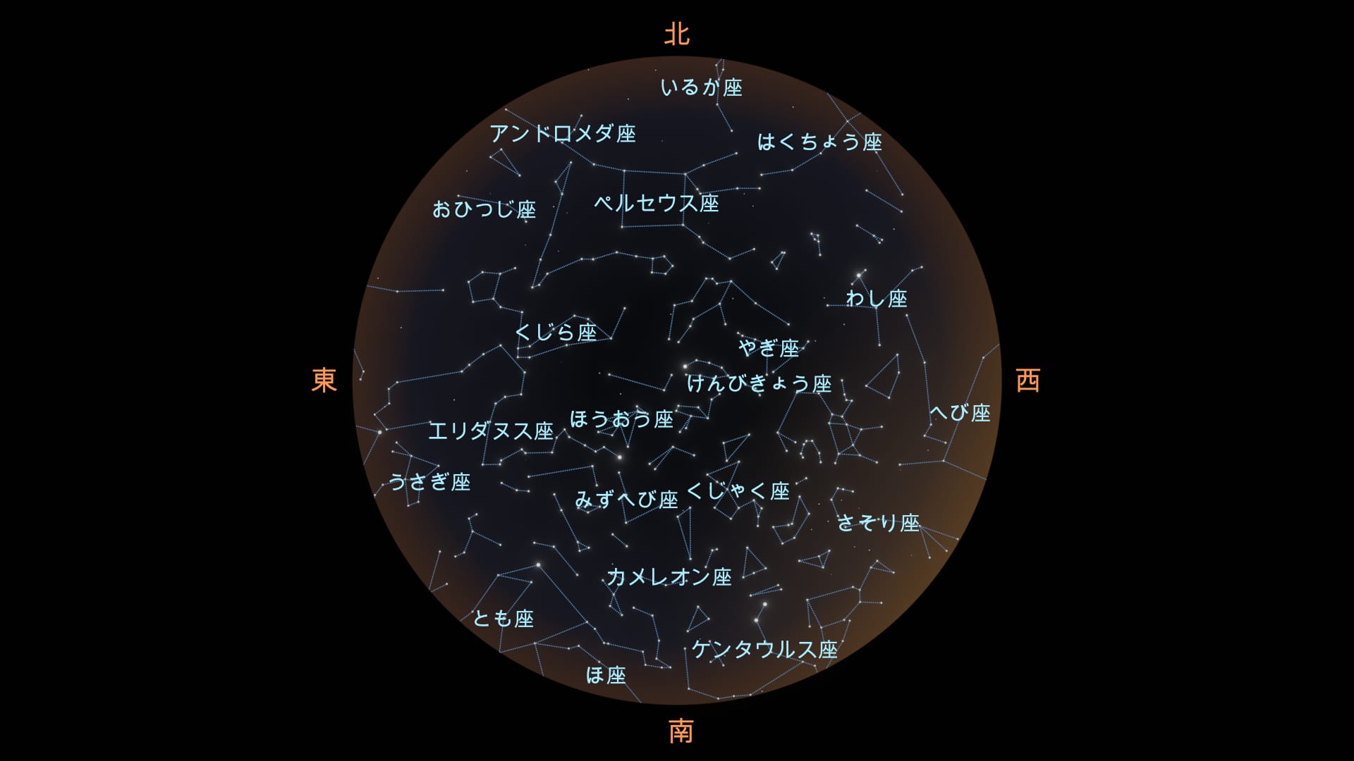 Constellations in September (Southern Hemisphere)