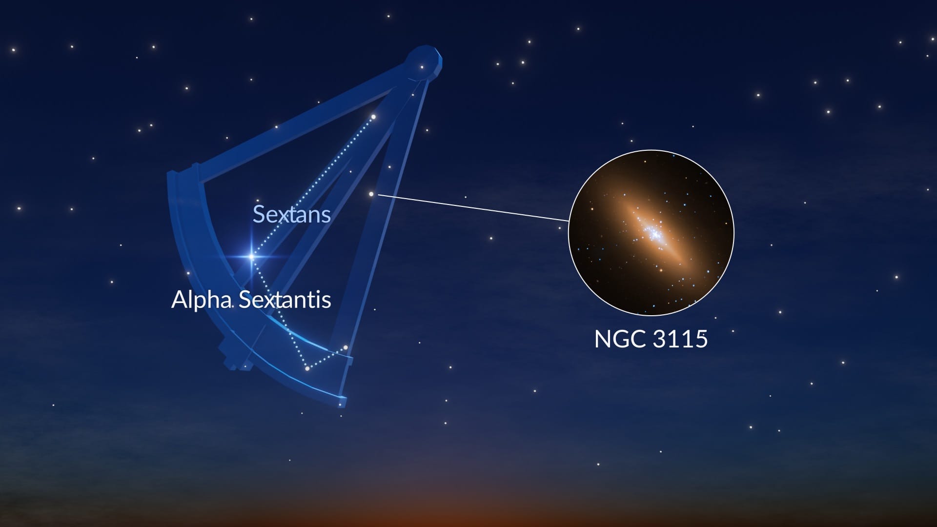 Sextans Constellation: Brightest Stars and Deep-Sky Objects