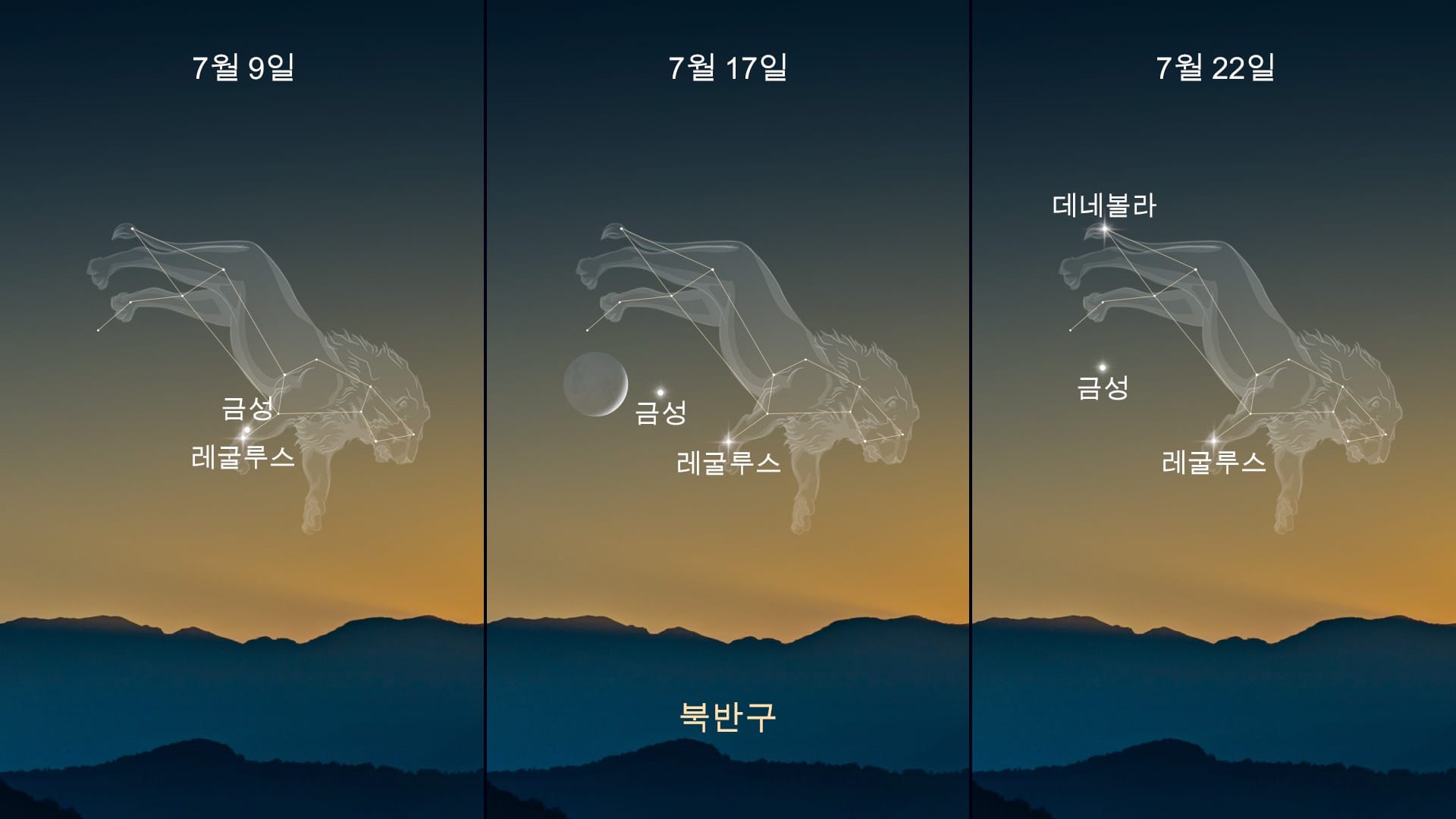 2026년 7월 하늘 현상: 사자자리의 금성 — 북반구