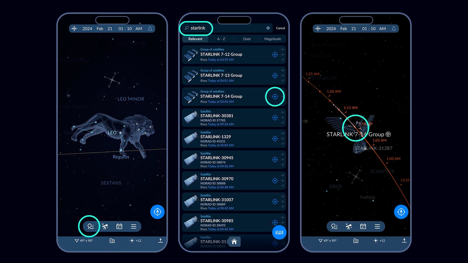 Starlink groups via Sky Tonight