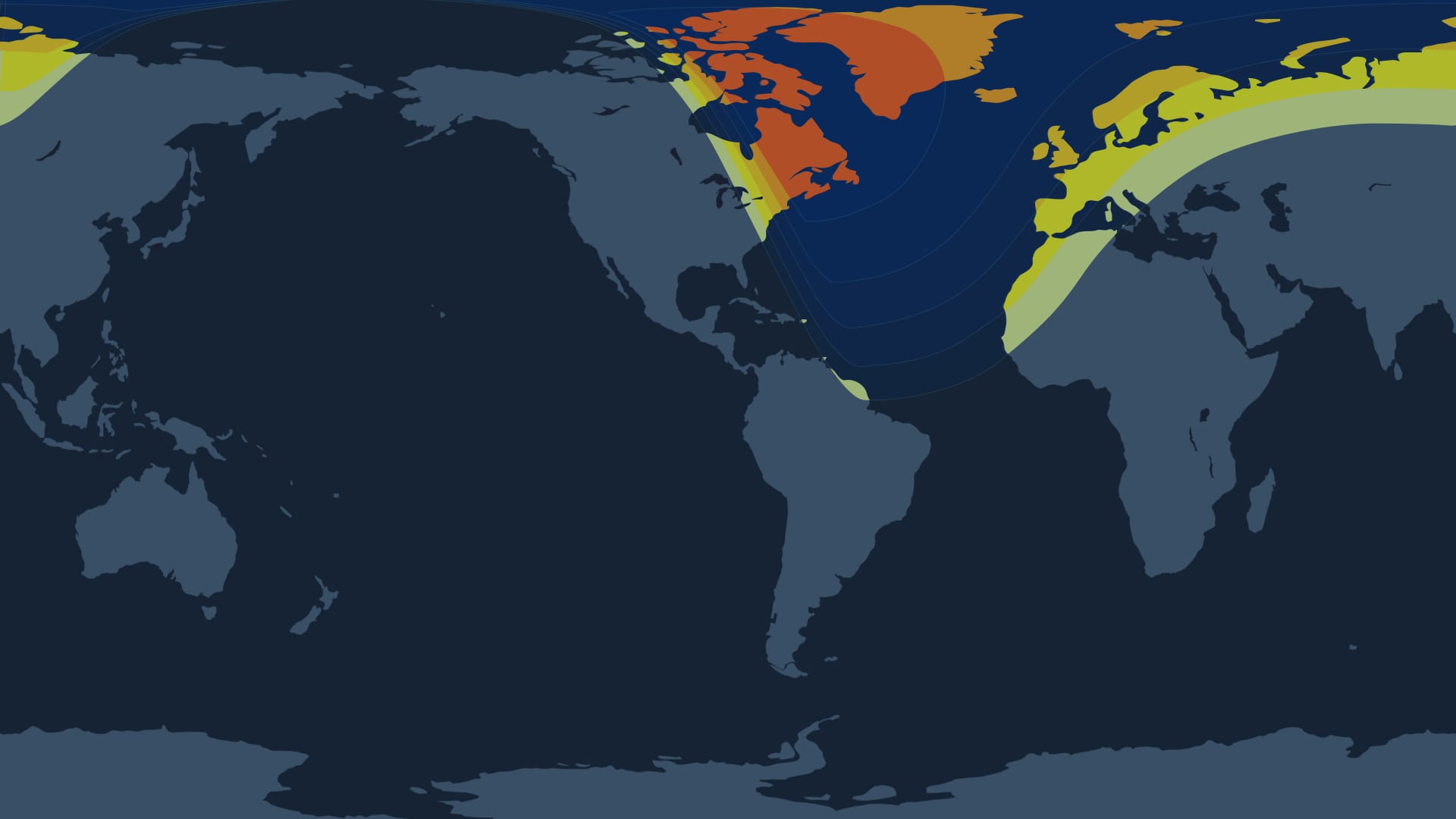 Visibility map: partial solar eclipse on March 29, 2025.