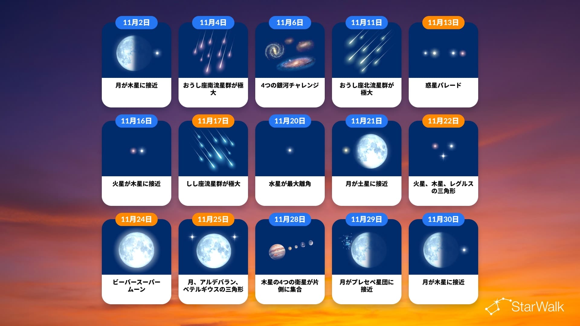 11月の天文現象カレンダー