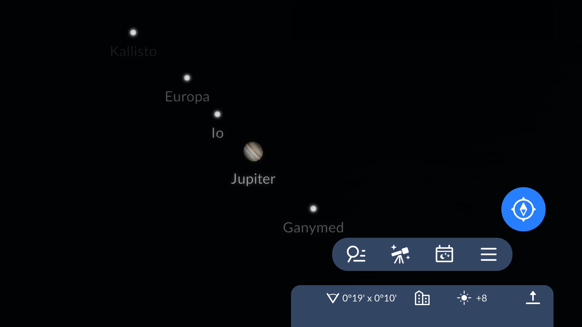 Galilean moons in Sky Tonight