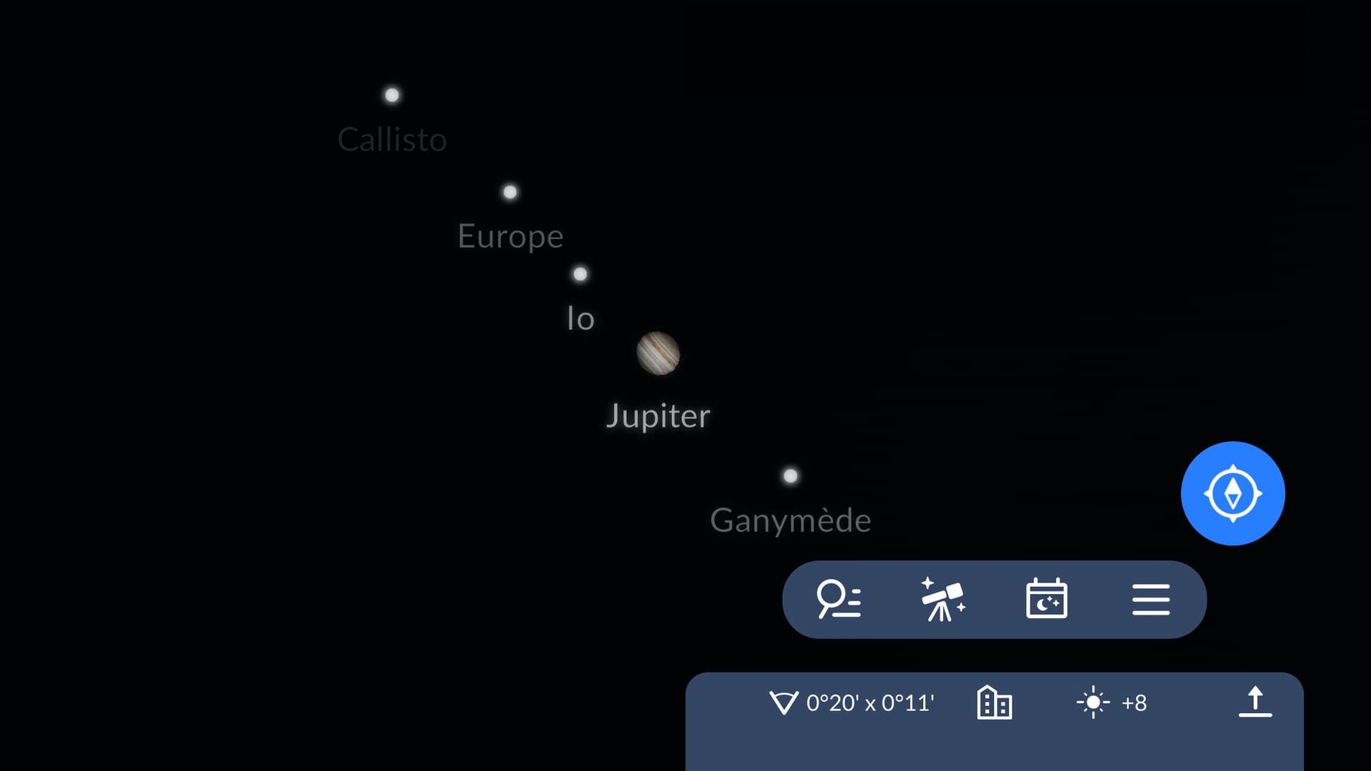 Galilean moons in Sky Tonight