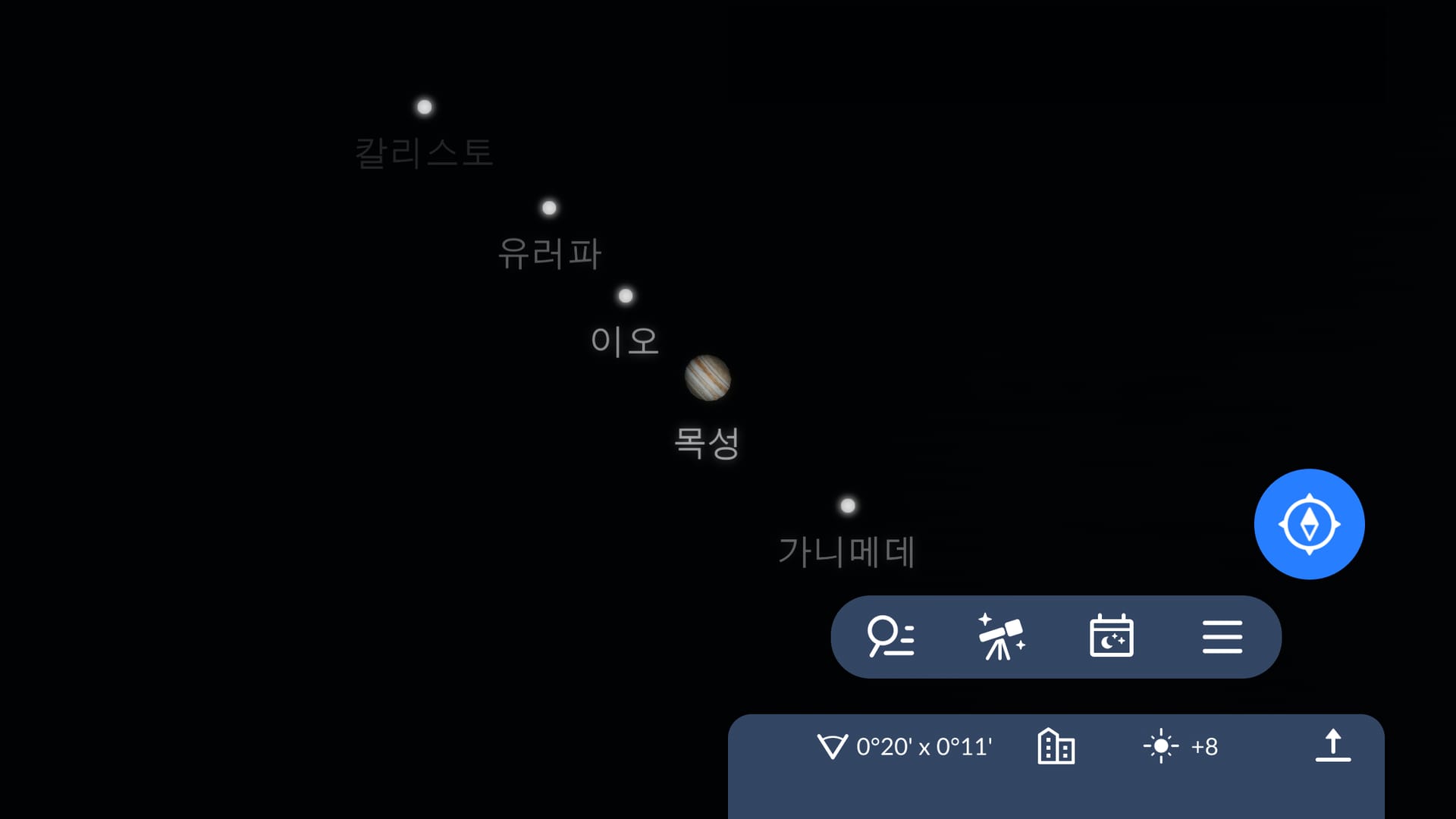 Galilean moons in Sky Tonight