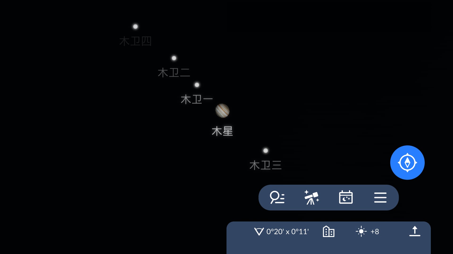 Galilean moons in Sky Tonight