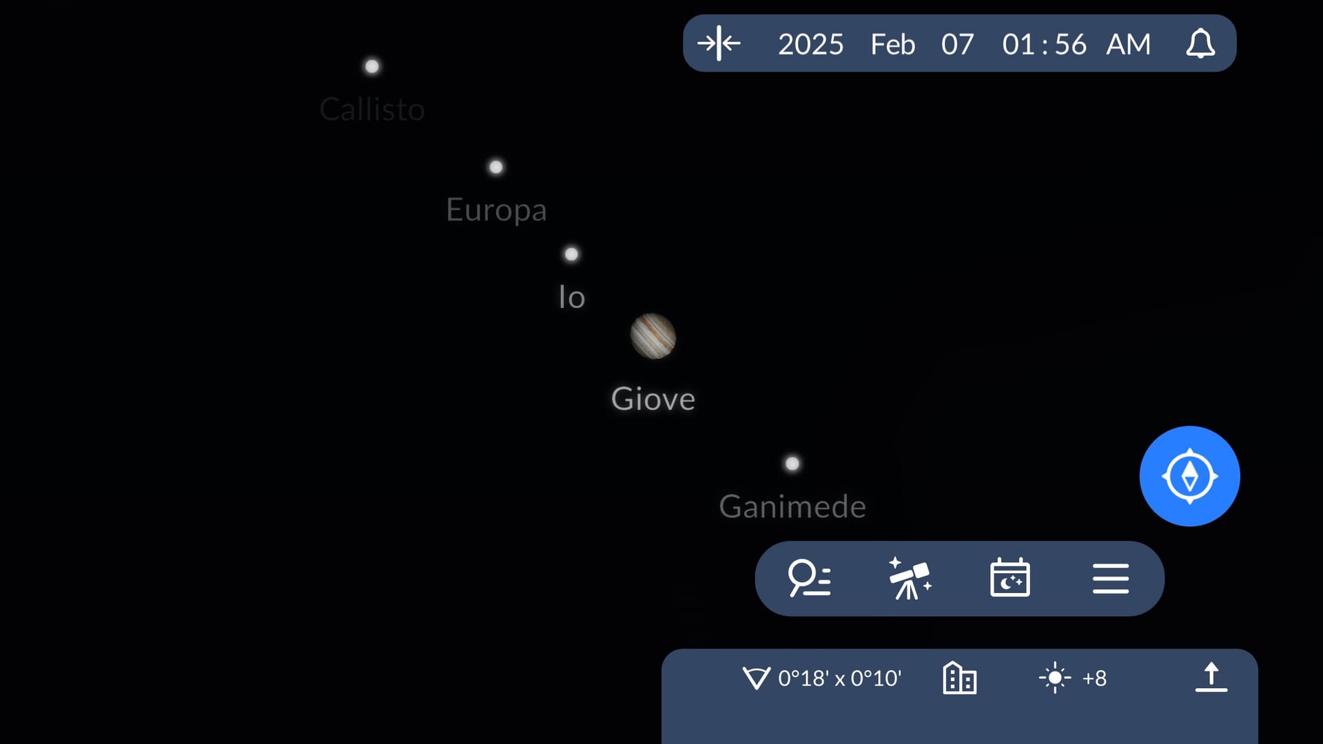 Galilean moons in Sky Tonight