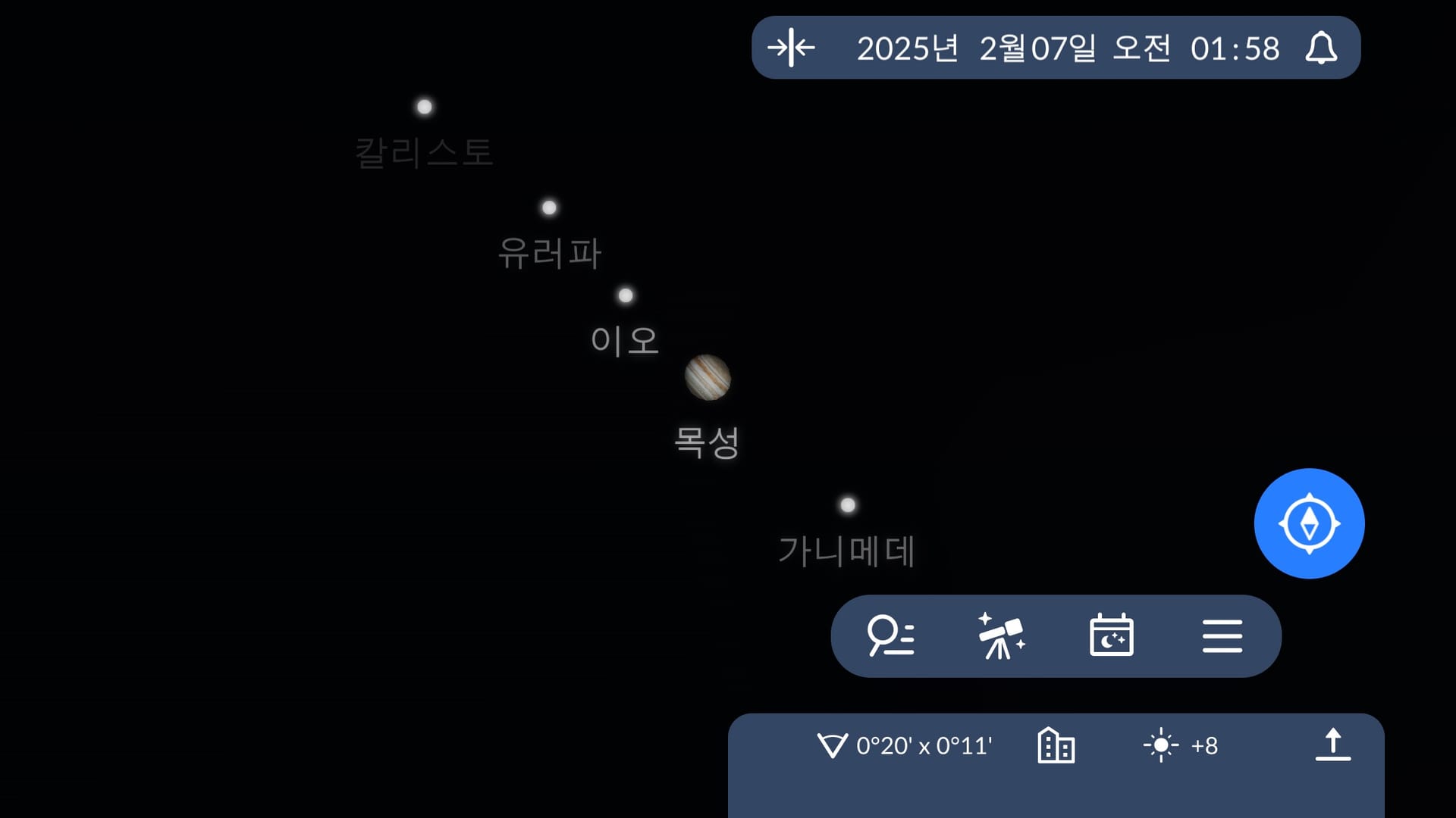 Galilean moons in Sky Tonight