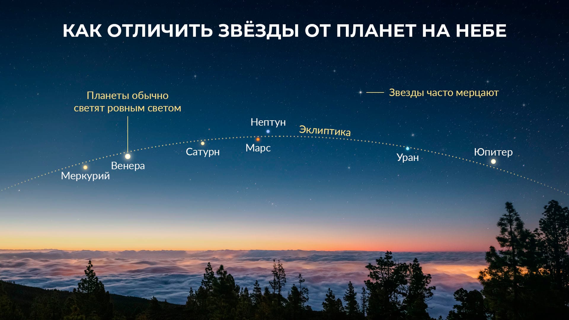 Как отличить звезды от планет на небе