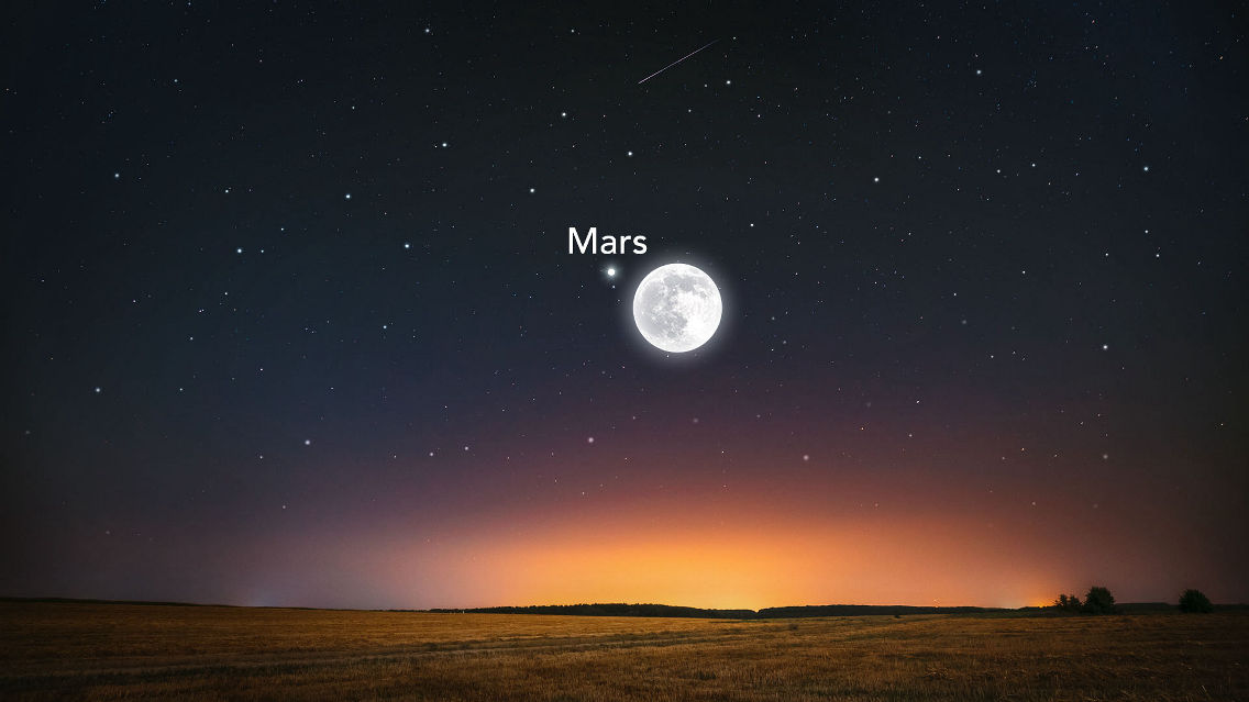Der Ernte-Vollmond tanzt mit dem Mars am Himmel | Star Walk