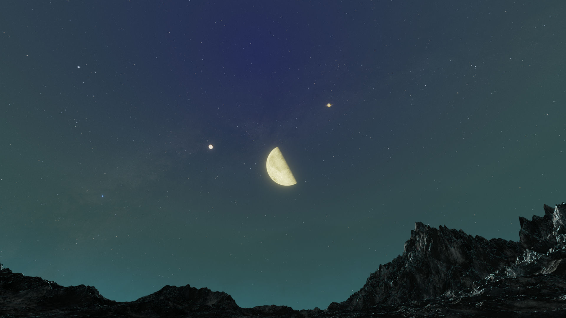 Луна встречает Юпитер и Сатурн в начале мая