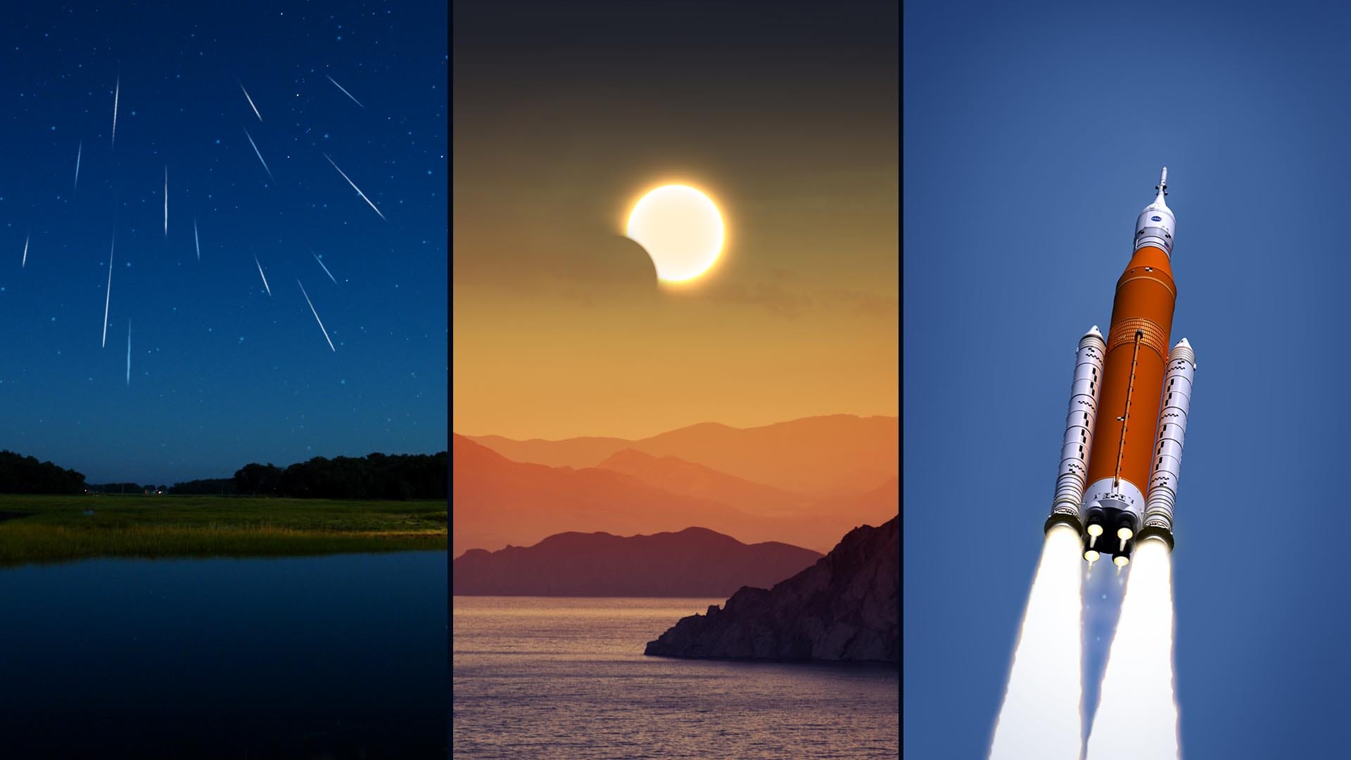Meteor showers, eclipses, space missions