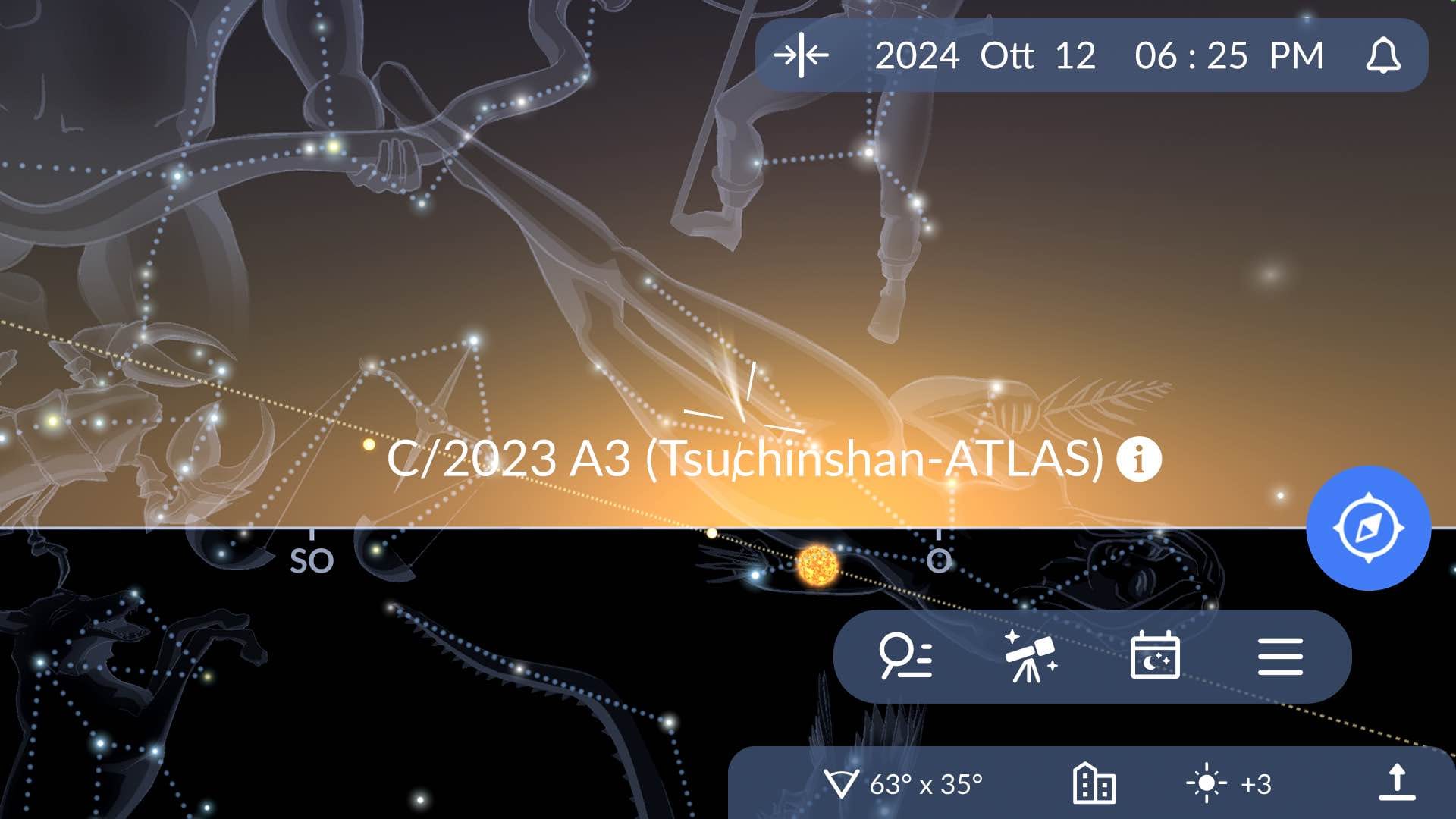 C/2023 A3 (Tsuchinshan-ATLAS) via Sky Tonight app.
