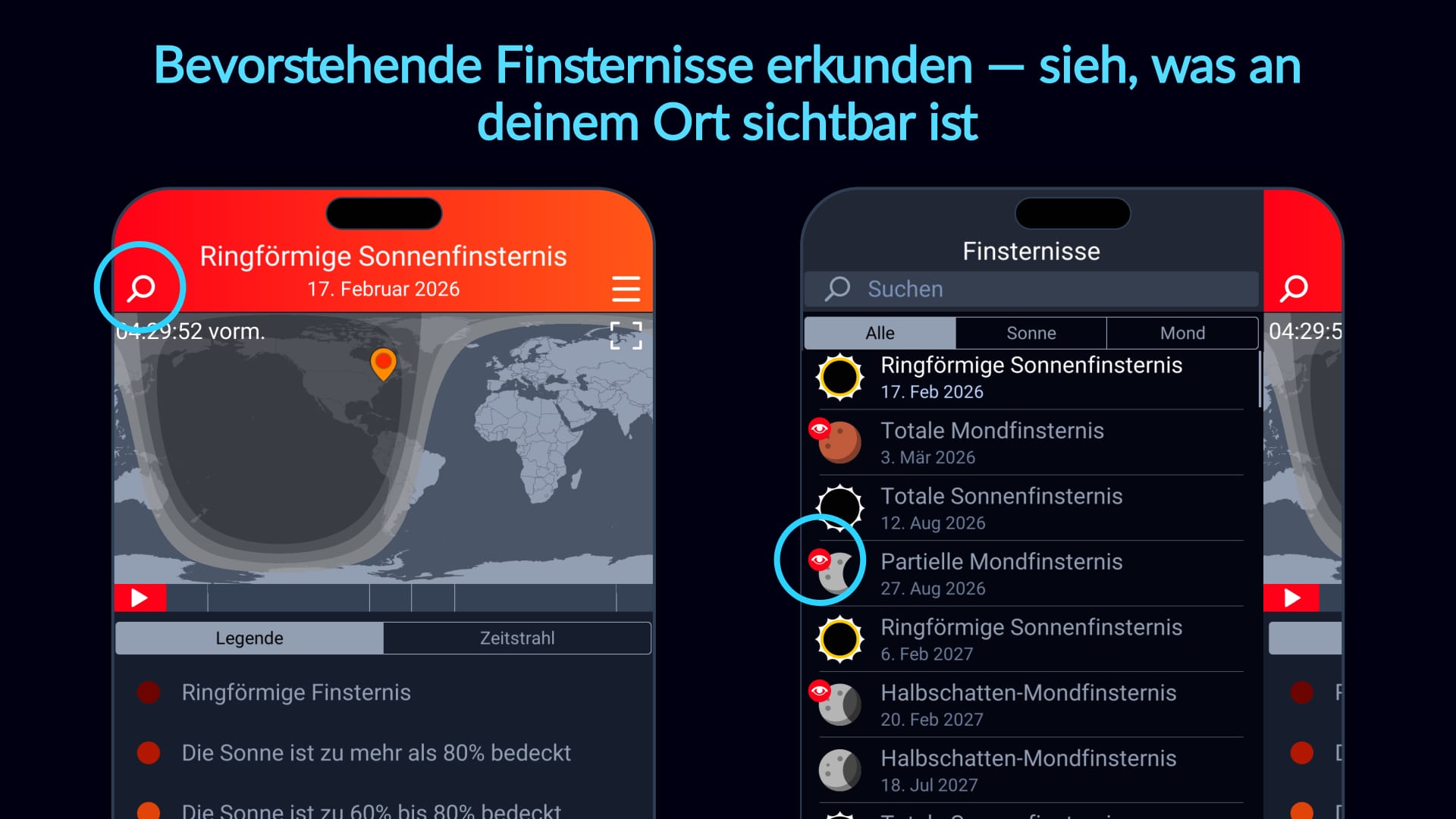 Bevorstehende Finsternisse