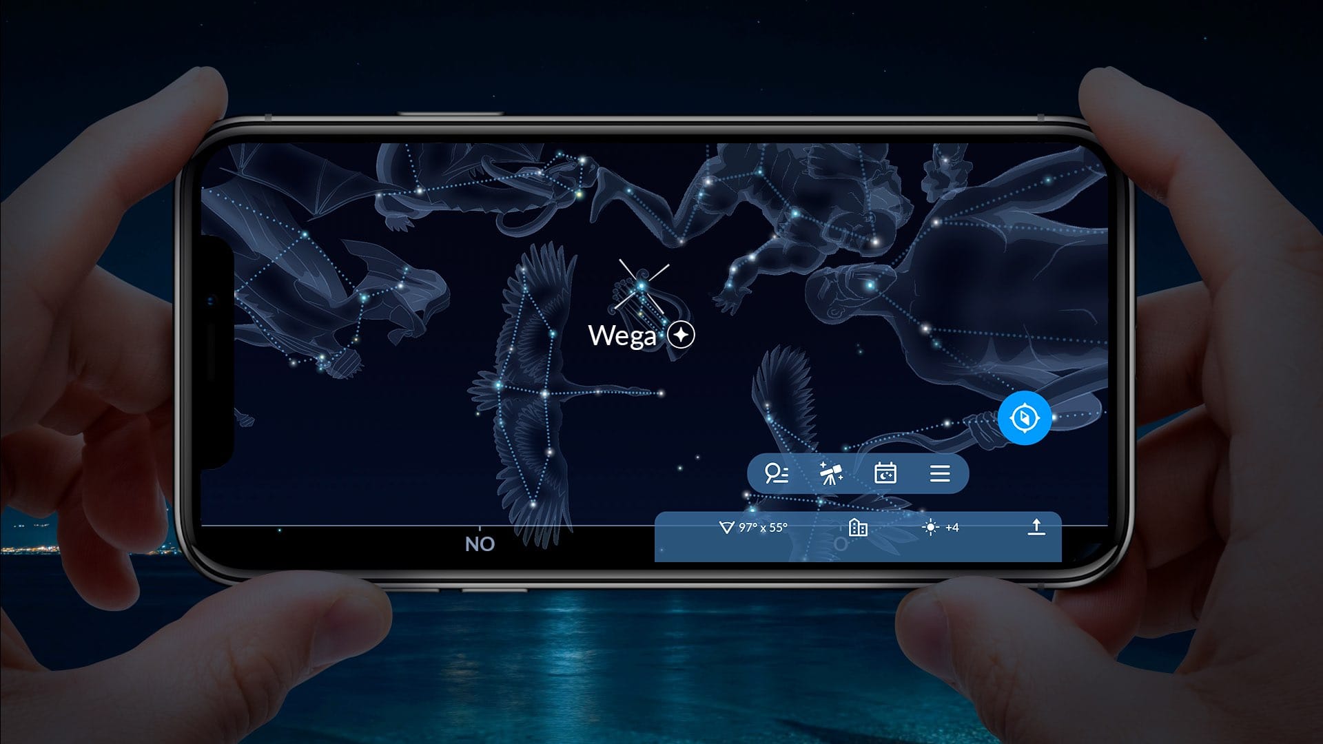 So finden Sie den Stern Wega in der Sky Tonight App