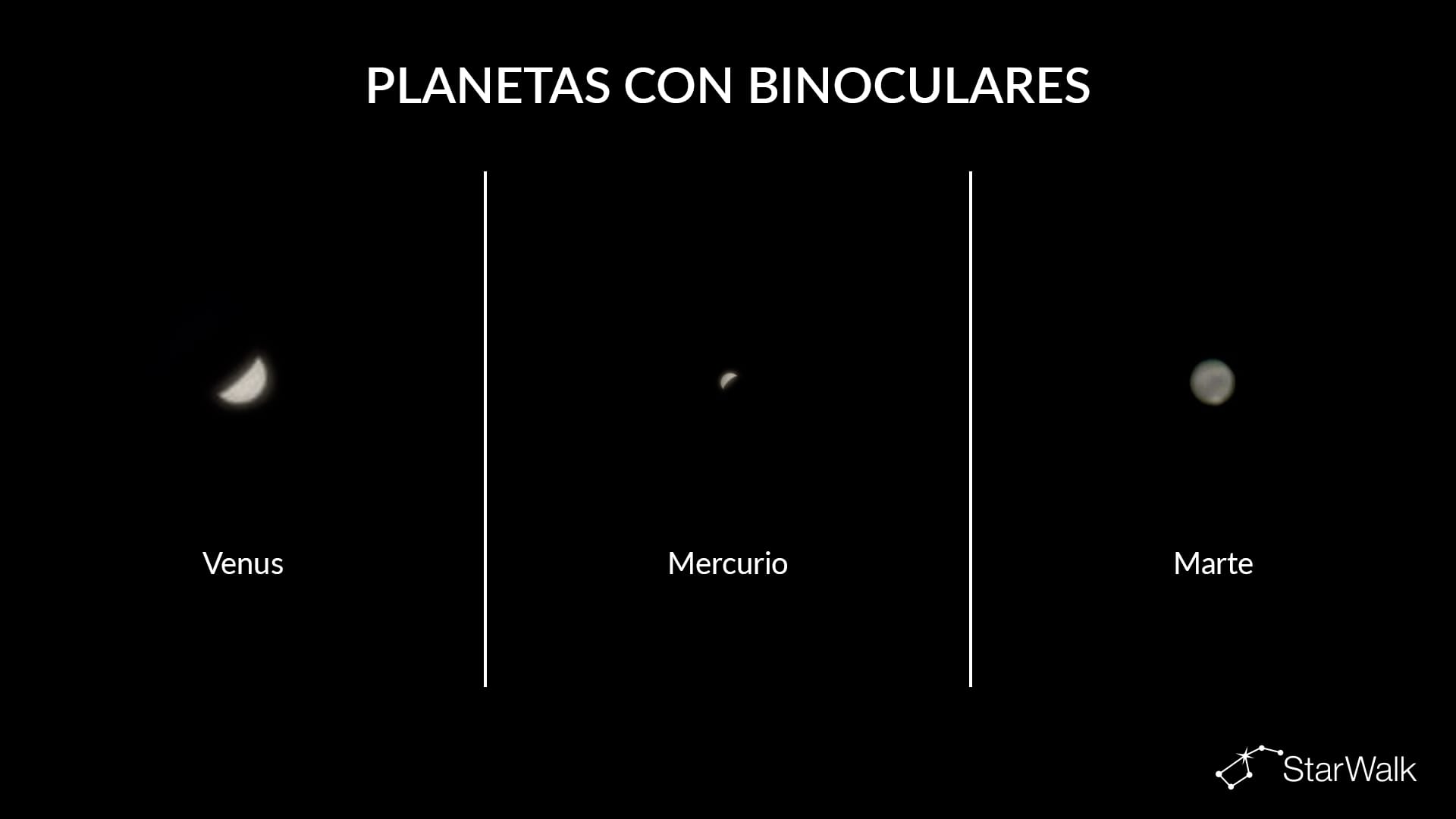Venus, Mercurio y Marte con binoculares
