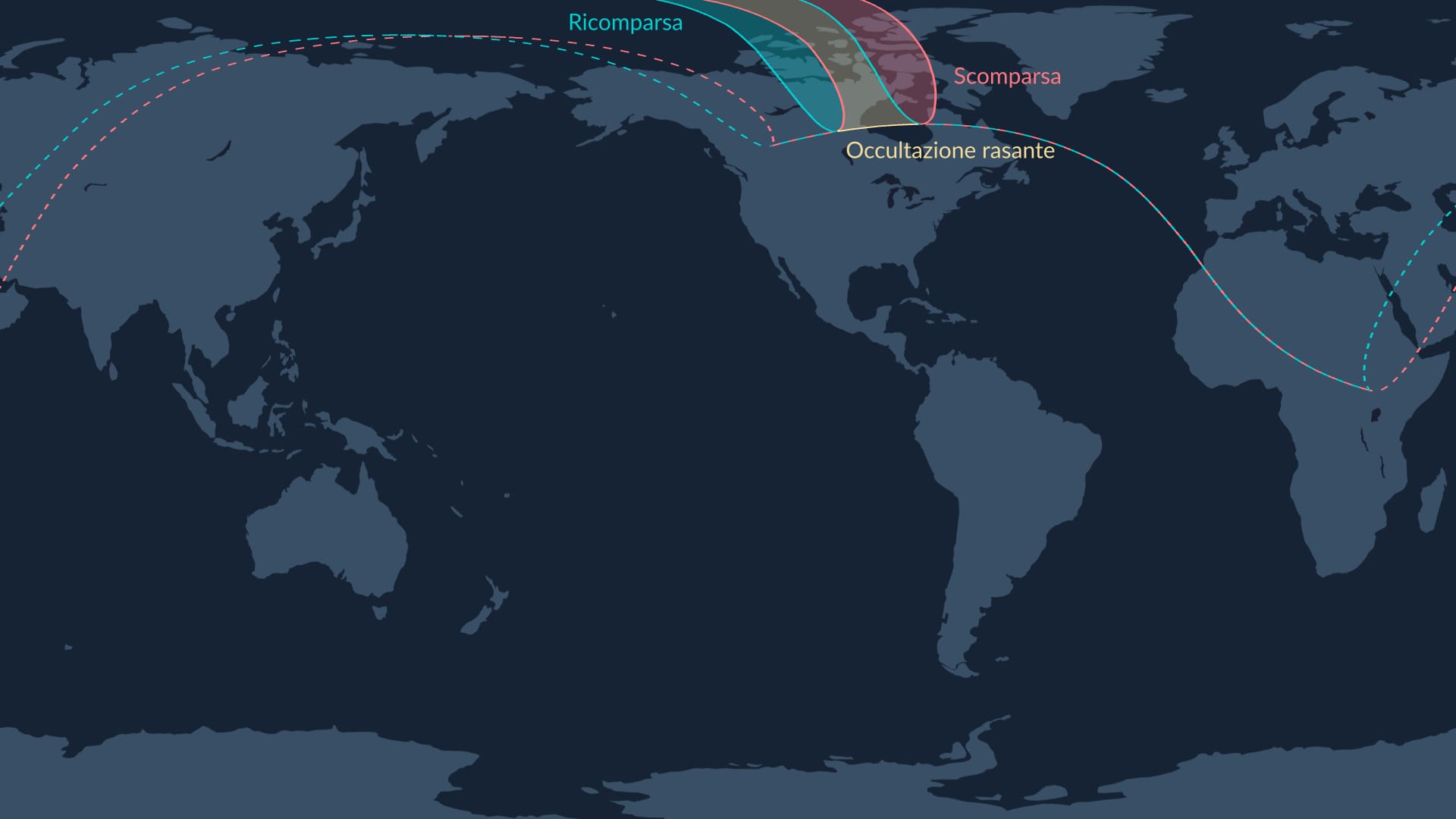 Visibility map of the lunar occultation of Venus on September 19, 2025.
