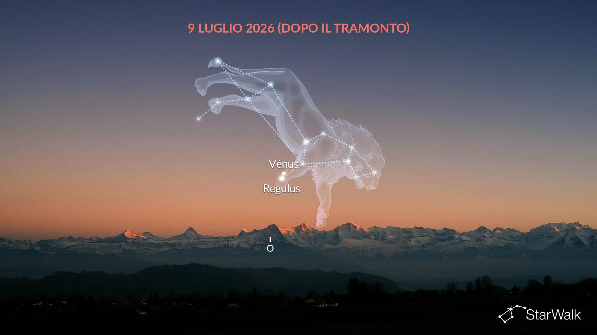 Venere vicino a Regolo a luglio 2026