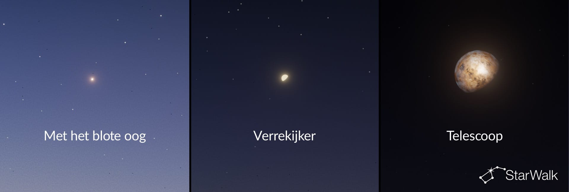 Hoe Venus eruitziet met verschillende observatiehulpmiddelen